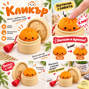 Кликър „Mini Dumpling със сос“ 🥟🧡 ( Orange )