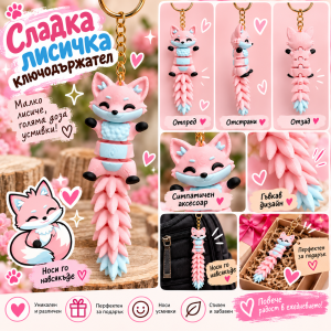 Ключодържател „Flexi Fox Pink“ 🦊🩷